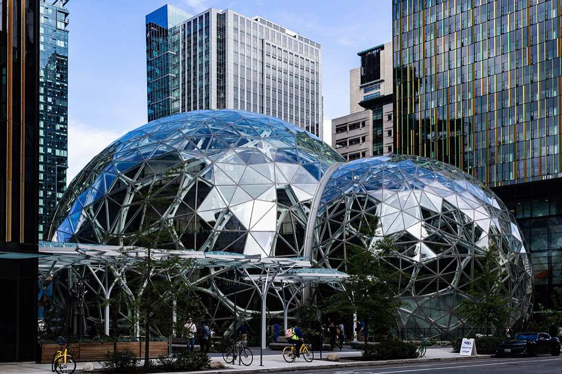 As esferas de vidro da sede da Amazon, em Seattle